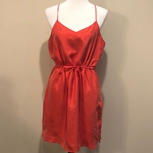 Madewell coral drawstring dress size 10